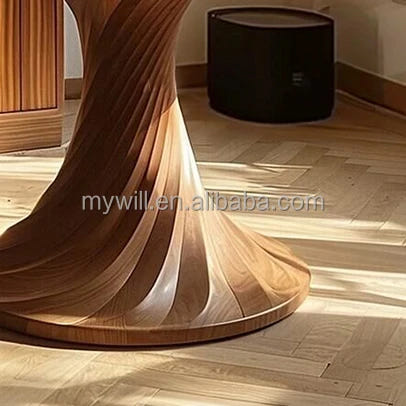 Vintage All Solid Wood Circular Dining Table Designer's Creative Small Layout Round Table Minimalist Art Circular Dining Table