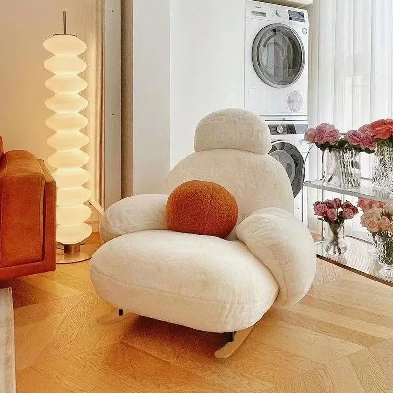 High quality Rocking Chair Sofa Creative Couch Wood Furniture Recliner Indoor Egg Chair Living  Sofa Chair Armchair Step Stool