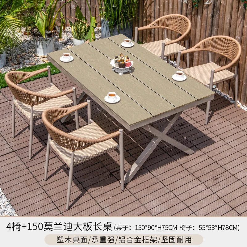 Outdoor table and chair courtyard villa leisure open-air balcony rattan chair Internet celebrity waterproof sunscreen garden