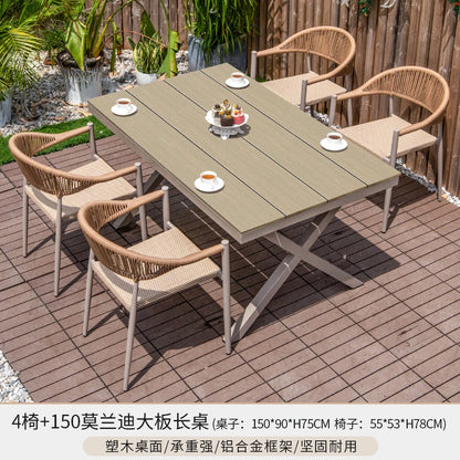 Outdoor table and chair courtyard villa leisure open-air balcony rattan chair Internet celebrity waterproof sunscreen garden