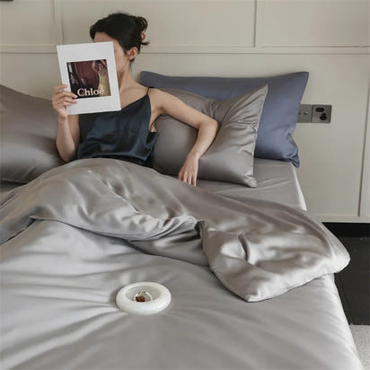 Mulberry Silk Bedding Set Luxury Natural 100% Silk Duvet Cover Set Bed Sheet Pillowcase Single Double Bedsheet King Queen Size