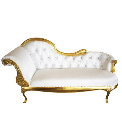 Gold Upholstered Classic Chaise Lounge Loveseat Comfortable Royal Throne Sofa  Wedding Chair Stainless Steel Chair Party ソファ
