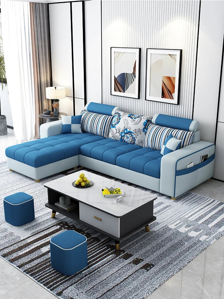 Modern simple fabric sofa living room household small apartment light luxury combination set