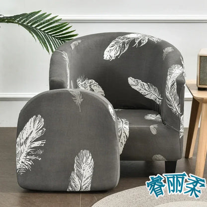 Stretch Club Chair Slipcover 2 Piece Printed Tub Chair Slipcover Stretch Armchair Cover Single Sofa Cover Furniture Protector