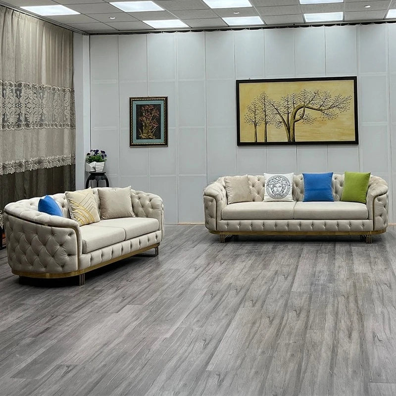 American fabric sofa, Italian minimalist designer, living room straight , velvet, European buckle home sofa