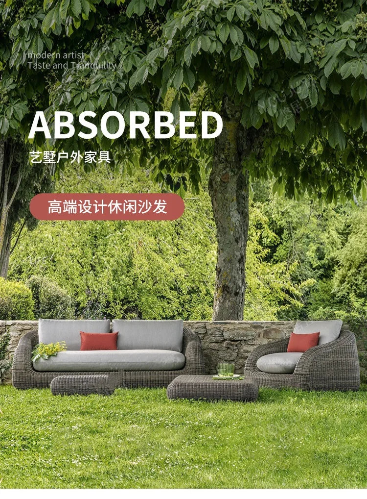 Outdoor courtyard rattan sofa rattan chair leisure sun room outdoor garden terrace round rattan sofa chair open-air furniture
