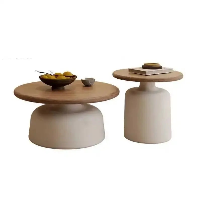 Modern Cream-style Coffee Round Table for Small Space Living Room Japanese Style Minimalist Furniture Living Room Side Table
