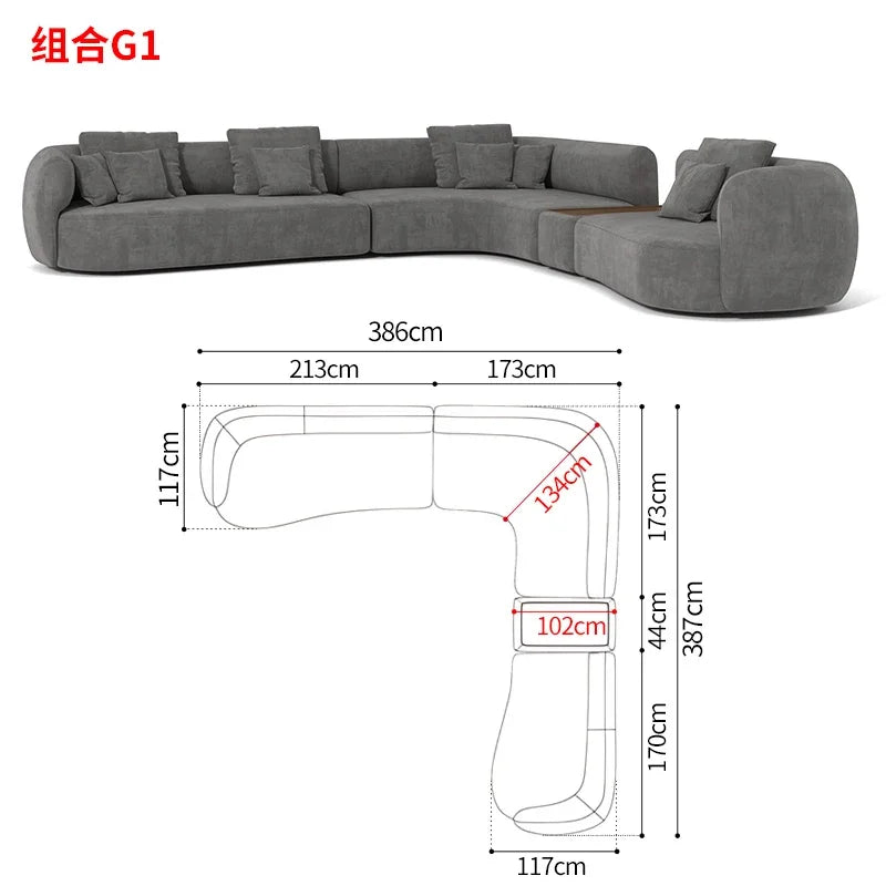 P32 Minimalist sofa large apartment living room special-shaped corner fabric, modular combination sofa