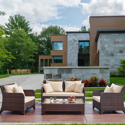 Outdoor Combination Garden Sofas Modern Courtyard Nordic Villa Garden Sofas Open-air Plastic Rattan Furniture Sofá Jardín MHHYSF