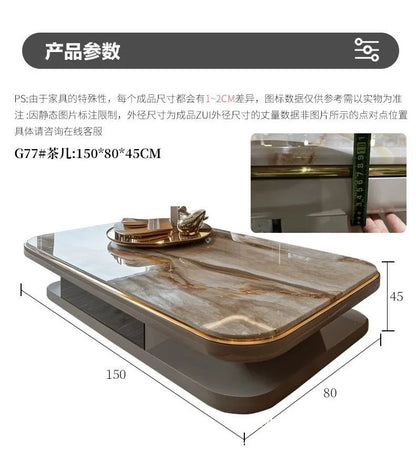 Light luxury modern coffee table microcrystalline stone high-end home high-end new living room villa marble lengthening
