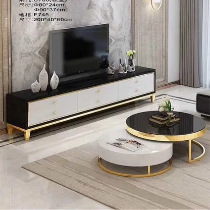 Fashion Internet celebrity marble round coffee table size apartment can be stored
