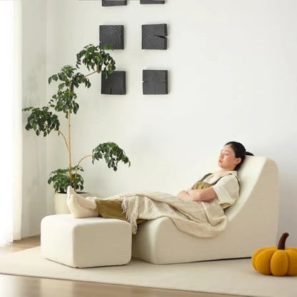 Bean Bag Chair Single Seated Foam Sofa Armless Floor Sofa with High Density Foam Removable and Machine Washable Cover White Lar