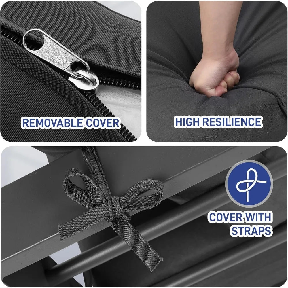 Aluminium modern patio furniture with coffee table, 7-piece outdoor conversation set, dark grey cushions, suitable for balcony