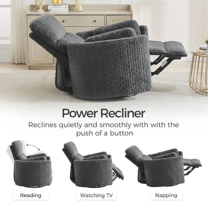 TODRANI Power Swivel Glider Rocking Recliner Nursery Chair with 2 Pillows, Reclining Chair with Type - C & USB Charger Ports