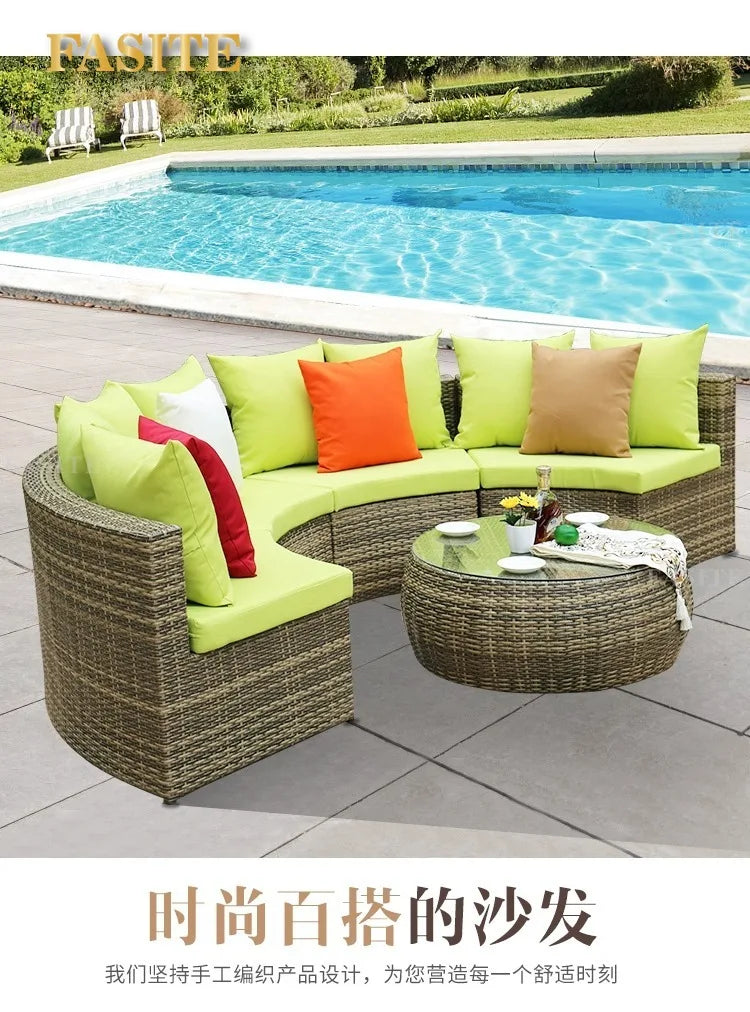 Outdoor circular rattan combination hotel curved living room sofa