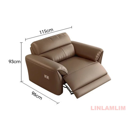 MINGDIBAO Modern Recliner Sofa with Hidden Foldable Tray Table and USB – Italian Genuine Leather Sectional Couch for Living Room