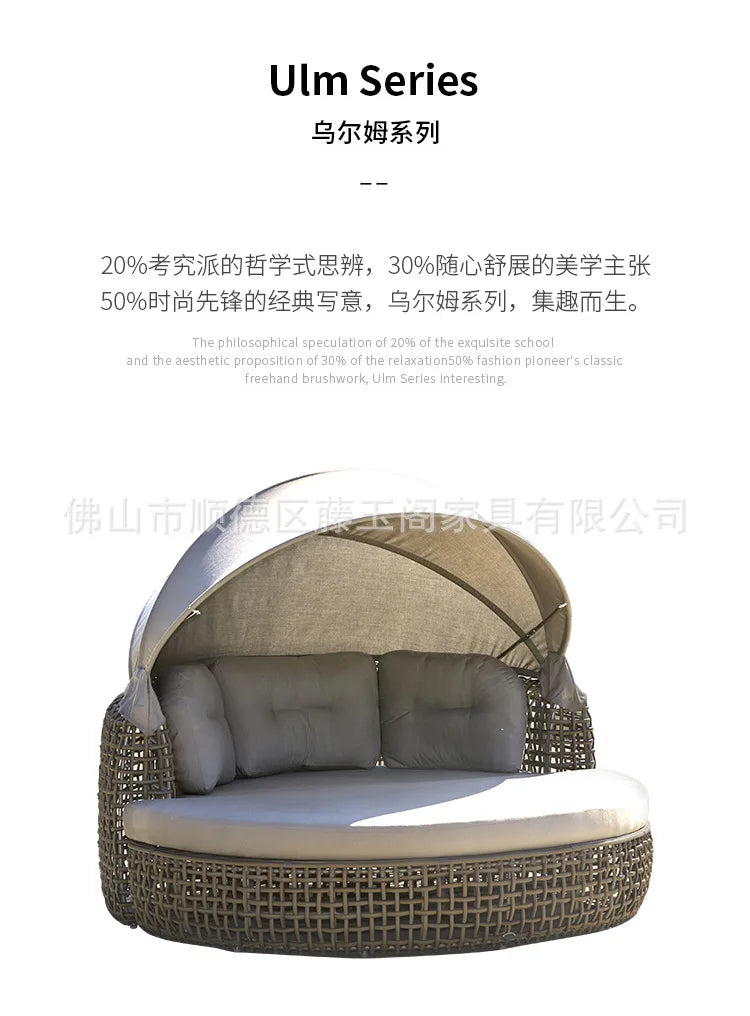 Outdoor Lounger Nordic Style Outdoor Rattan Sofa Bed Resort Pool Leisure Rattan Chair Beach Lounger