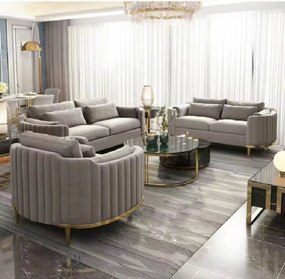 Modern 3-Seater  Sofa Set Simple & Stylish Removable & Washable Velvet Cushions for Small Living Spaces for Apartments