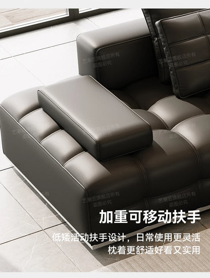 Lawrence leather sofa full green leather living room 2025 new minimalist straight row