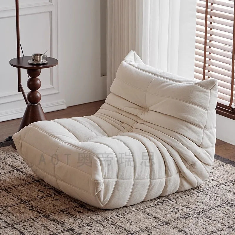 Caterpillar Sofa Togo Balcony Leisure Single Chair Fabric Down Can Lie Down And Sleep Cream Lying Lazy Sofa
