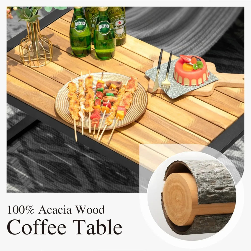 Sophia & William 4 Pieces Patio Conversation Set, Wicker Outdoor Furniture Set for 4, All Weather Outdoor Seating Set, Rattan Lo