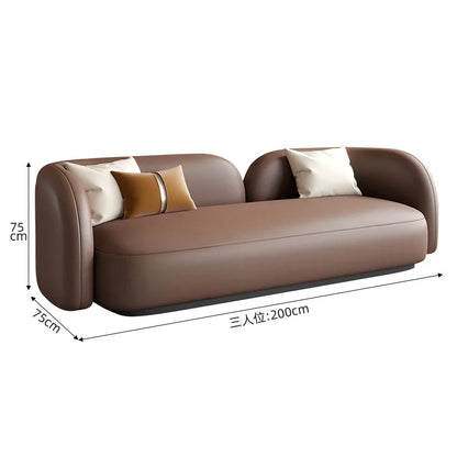Italian light luxury leather sofa combination modern simple living room reception negotiation table and chair combination