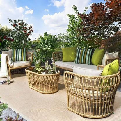 Outdoor rattan sofa terrace courtyard sun room leisure rain and sun protection sofa furniture balcony soft rattan chair sofa