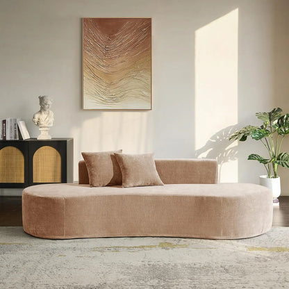 94.5" Boneless Sofa with 2 Pillows, 3 Seater Compressed Foam Sofa with Half Moon Design & Deep Seat, No Assembly, Customized