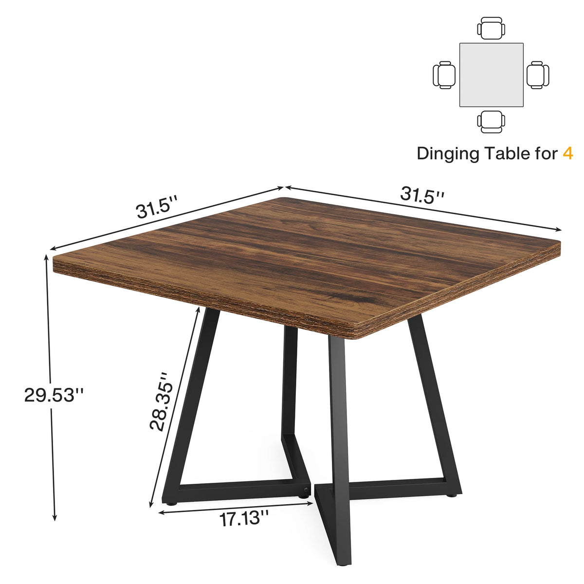 Tribesigns Square Dining Table for 4, 31.5