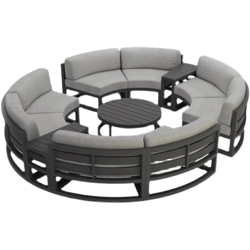 Nordic outdoor sofa coffee table combination simple leisure sales office outdoor courtyard waterproof and sunscreen circular arc