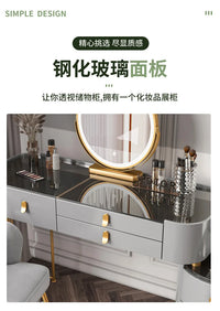 Solid wood new dresser glass bedroom modern simple style light luxury Internet celebrity small makeup table rock slab makeup
