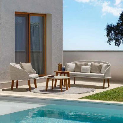 WESOME Modern Luxury Teak Combination Sofa Set for Outdoor Garden Villa Courtyard Park-Solid Teak Leisure Style