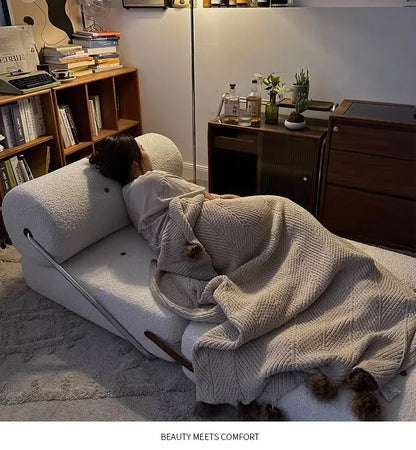 Convertible Folding Fabric Sofa Chair Bed with Reclining Backrest