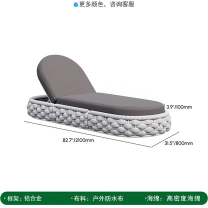 Outdoor Rattan Aluminum Alloy Lounge Bed Leisure Hotel Beach Open-Air Sofa Recliner Set
