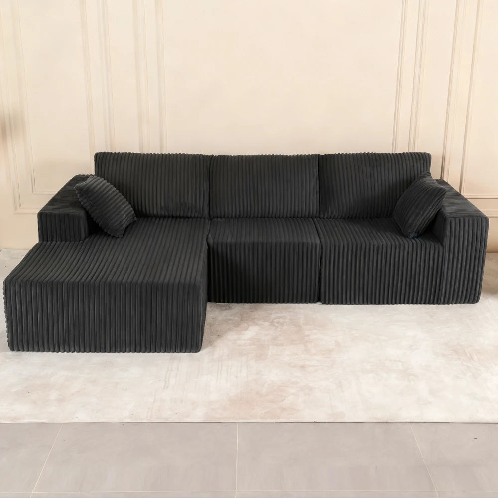 Modular Sectional Sofa with Pillow, Cloud Sectional Couch with Chaise, Modern L-Shape Sofa with Deep Seat, Upholstered Couches