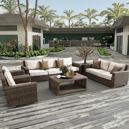 Coronado Style Luxury 8 Seater Outdoor Rattan Sofa Set Garden Furniture Collection