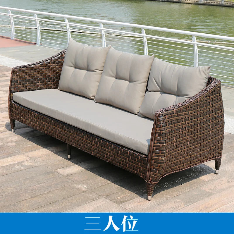 Leisure Courtyard Garden Sofas Outdoor Simple Homestay Coffee Table Garden Sofa Terrace Pe Rattan Furniture Sofá Exterior MHHYSF