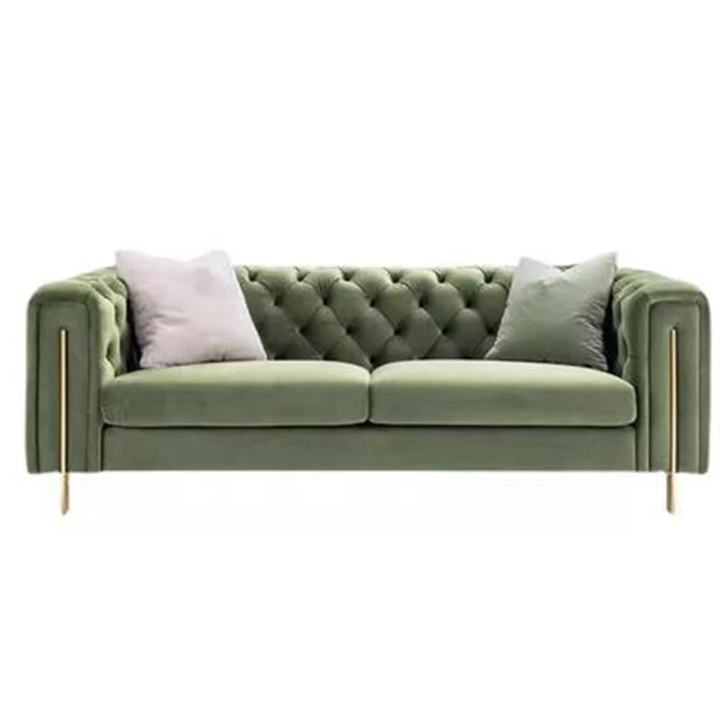 Simple Minimalist Light Luxury Fabric Sofa Set Furniture Velvet 1- 3 Seat Honeycomb Stainless Steel Living Room Sofas For Home