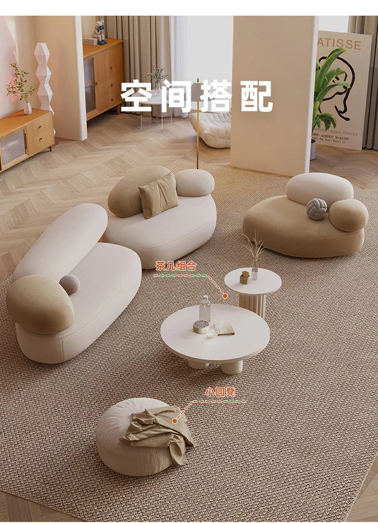 Fabric curved small apartment living room sofa light luxury modern sitting area reception