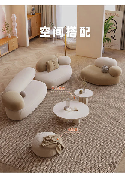 Fabric curved small apartment living room sofa light luxury modern sitting area reception