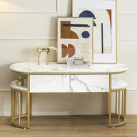 Console Table with Storage Shelf, Sofa Table with Gold Legs for Entryway