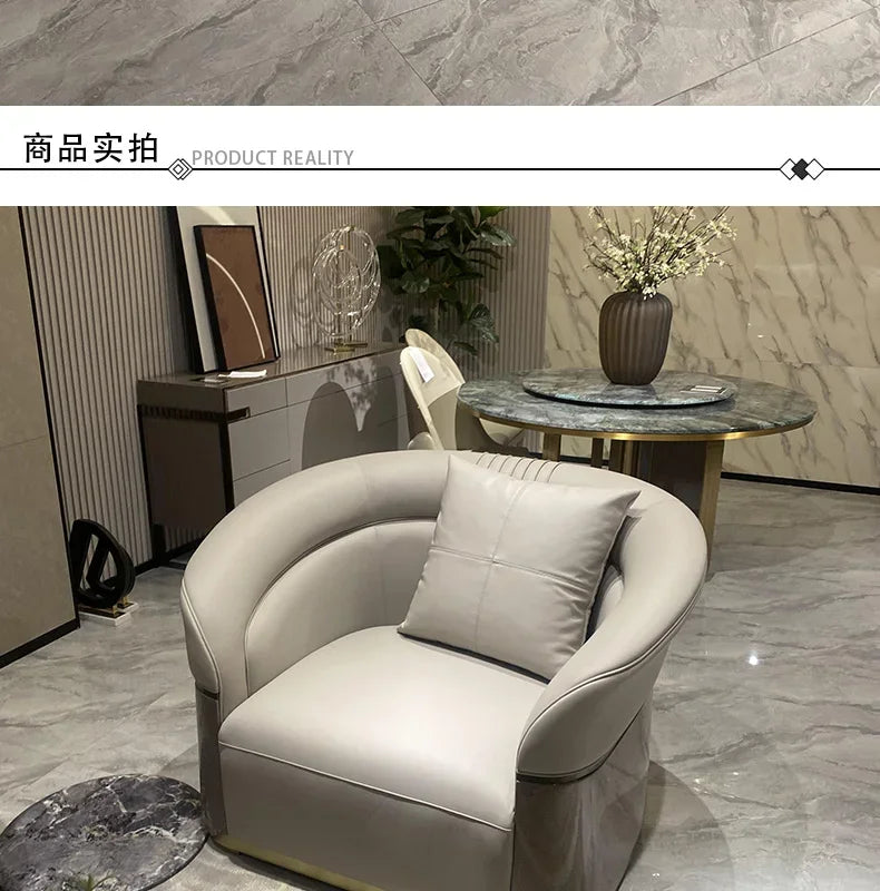 4yj9 Italian Style Light Luxury Genuine Leather Sofa Villa Living Room Large and Small Suite Combination