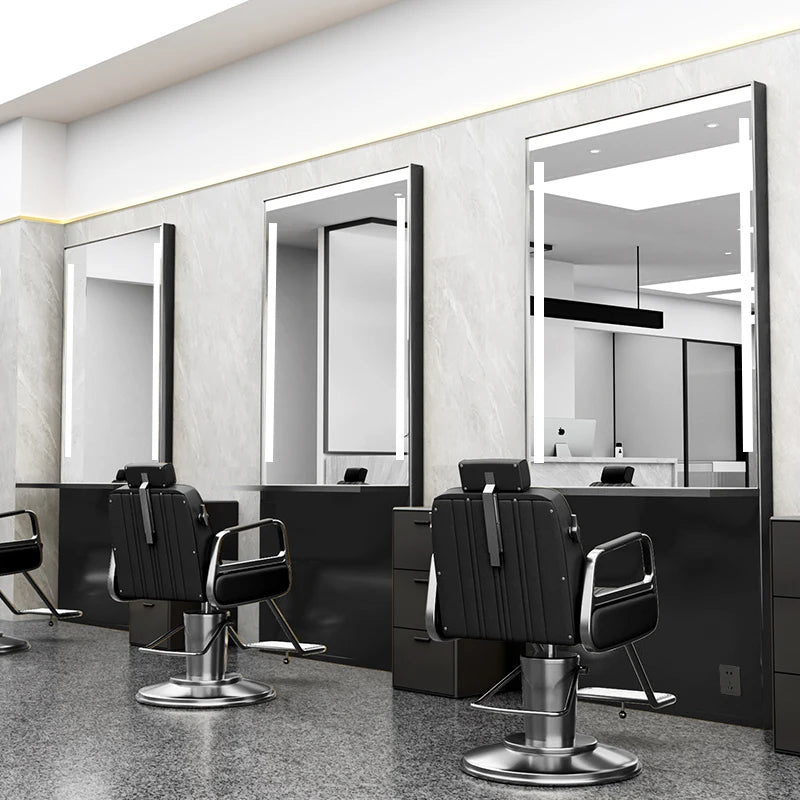 HJ Barber Shop Mirror Quick Cut Special Mirror Hair Salon Internet celebrity hair salon Full Lamp Mirror