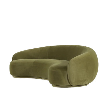 Italian Style Modern Villa Living Room Furniture Curved Shaped Lamb Wool Long Sofa Semicircular Hotel Fabric Couch