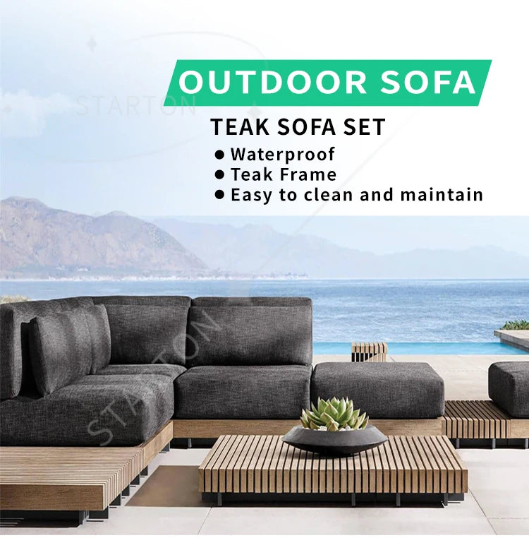 High End Teak Wood Outdoor Furniture Sofa Set Hotel Garden Patio High Quality Outdoor Furniture