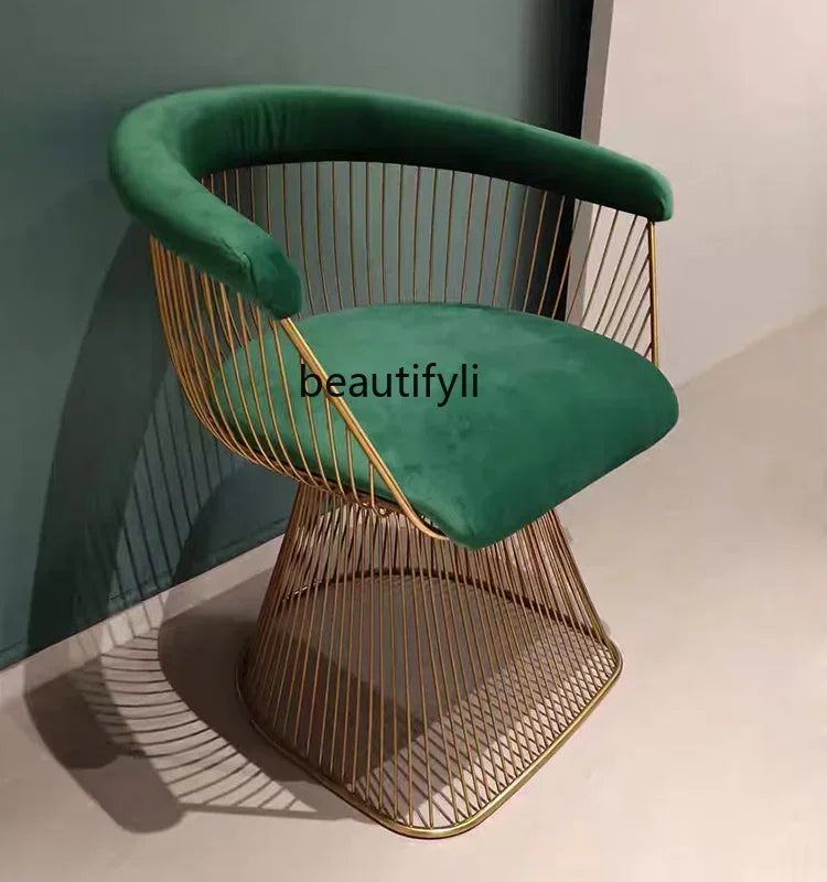 High-end stainless steel dining chair single sofa chair designer home living room wrought iron balcony