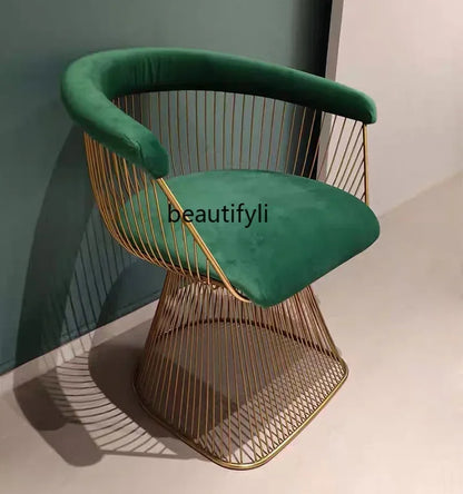High-end stainless steel dining chair single sofa chair designer home living room wrought iron balcony