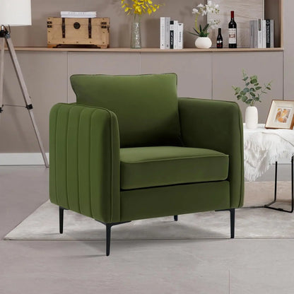 Velvet Accent Chairs Set of 2, Modern Upholstered Sofa Chair, Comfy Armchair with Thick Cushion & Metal Legs, Customized