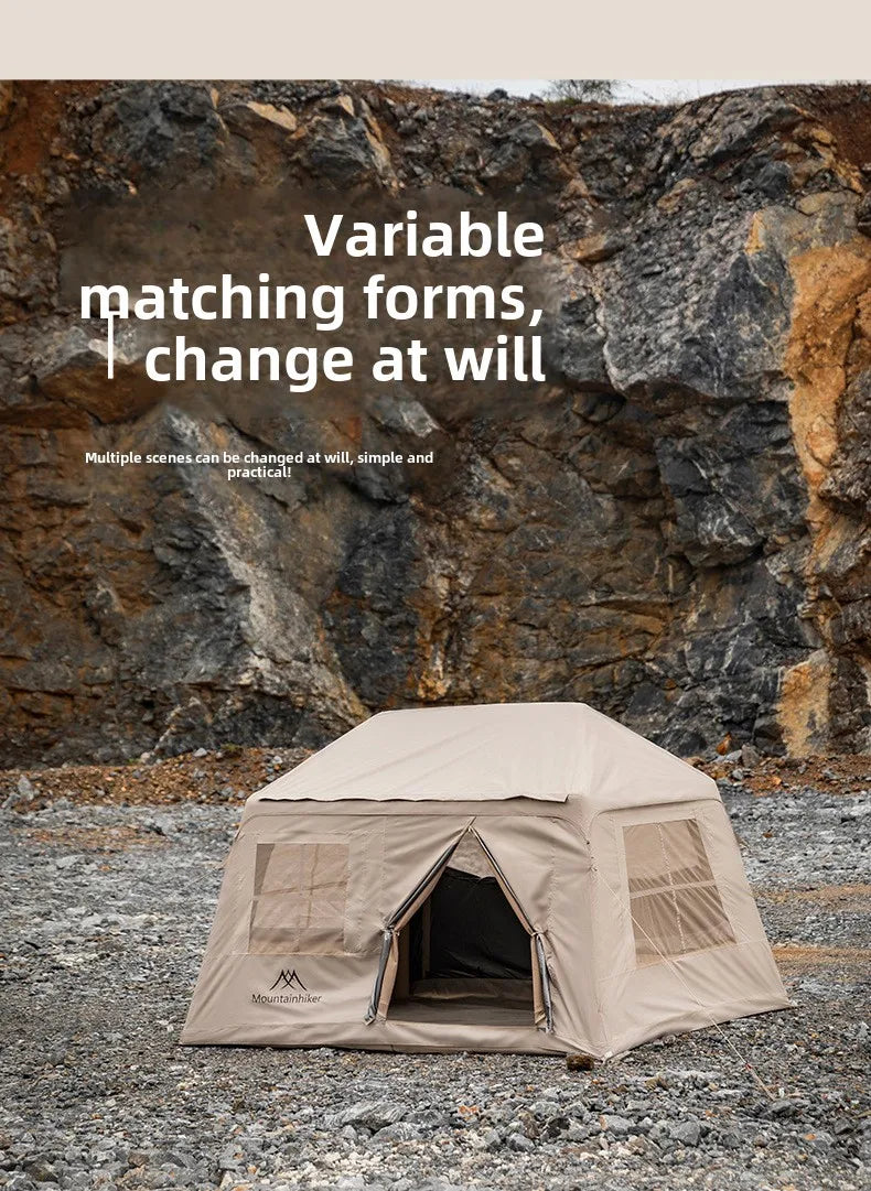 MOUNTAINHIKER 4-6 Person Outdoor Camping Manual Inflation Tent Anti-UV Shade Waterproof Air Tent Hiking Quick Open Beach Fishing