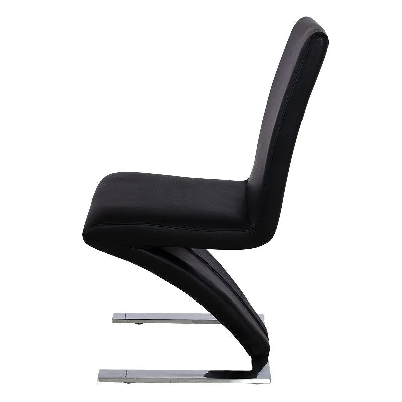 Modern minimalist Z-shaped PU leather metal dining chair, dining room chair